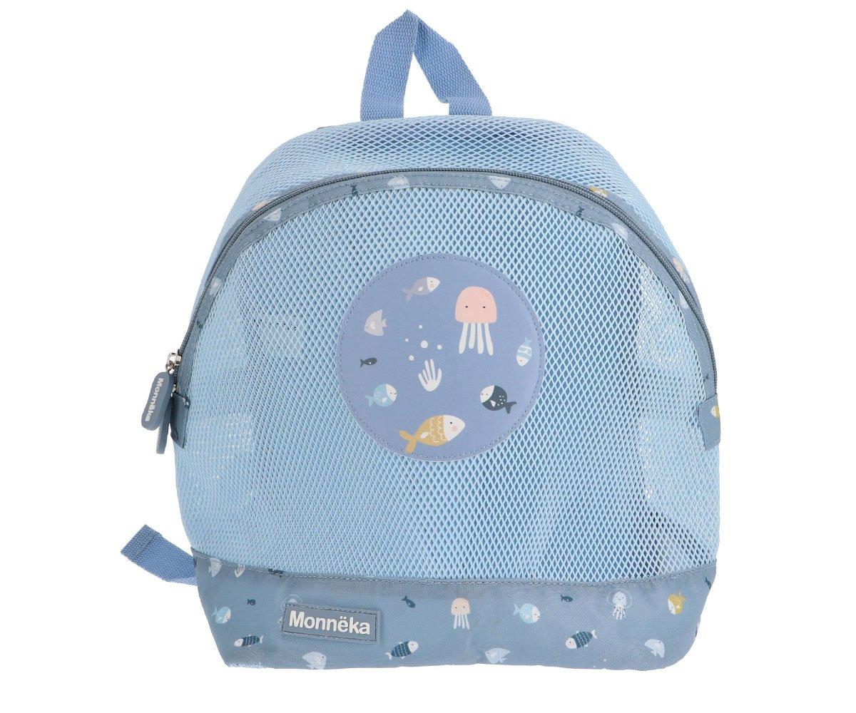 Mochila de praia infantil anti-areia no padrão fishes da marca Monneka